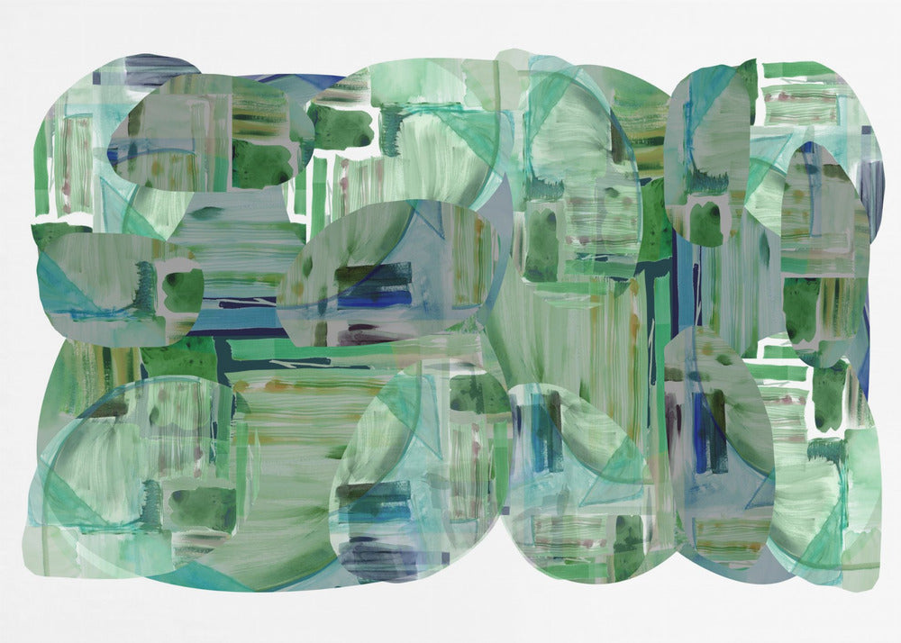 Green Cluster of Abstract Shapes 1 | Canvas