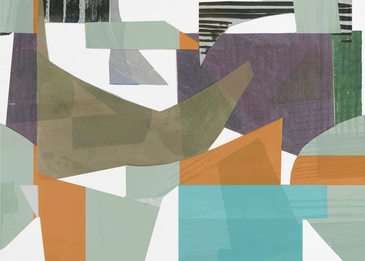 Orange Green and Blue Hues Abstract Hardedge 1 | Canvas