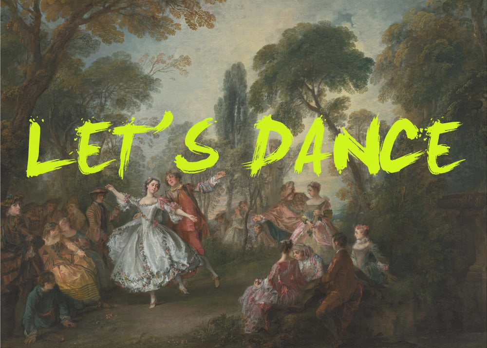 LET&#039;S DANCE NEON YELLOW VINTAGE MAXIMALIST ART | Canvas