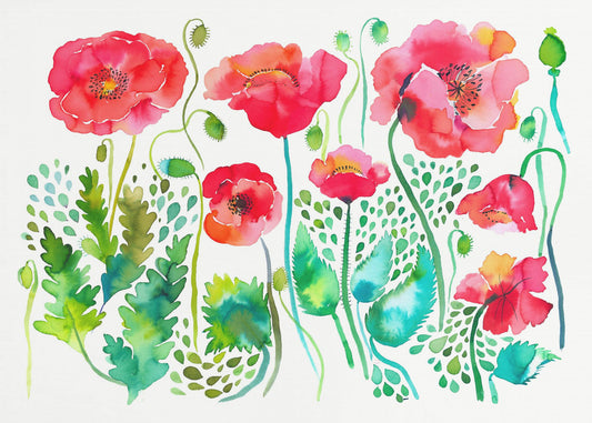 Red Spring Poppies Meadow | Canvas