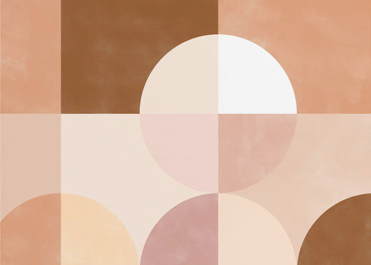 Geometric Circles and Squares in Earthy Tones | Canvas