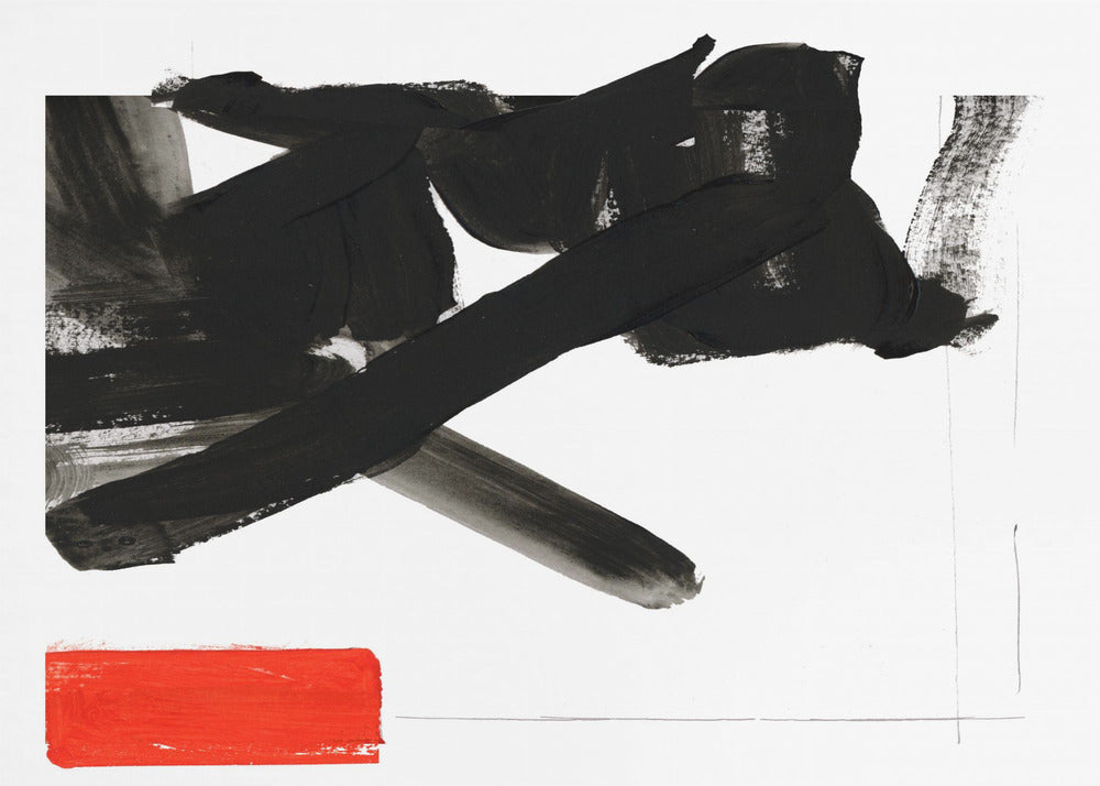 Zen Brushwork With Red Block 1 | Poster