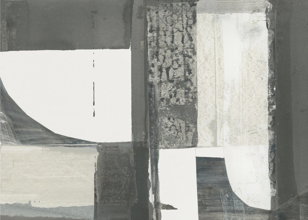 Monochrome Black Abstract Shapes Light 2 | Poster