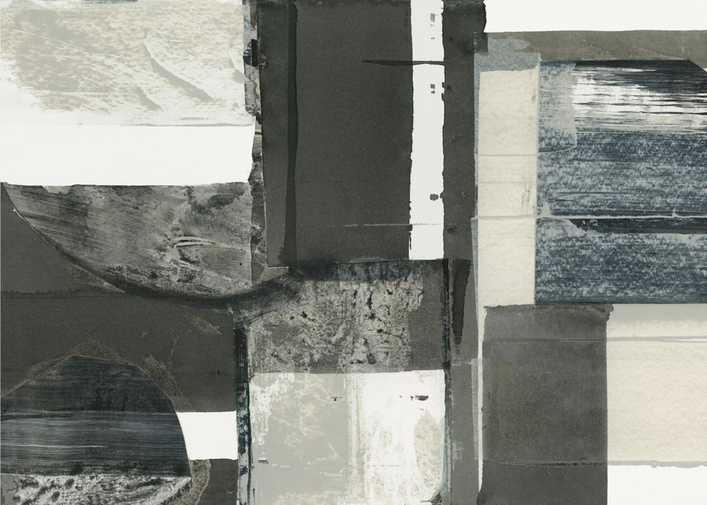 Monochrome Black Abstract Shapes Light 1 | Canvas