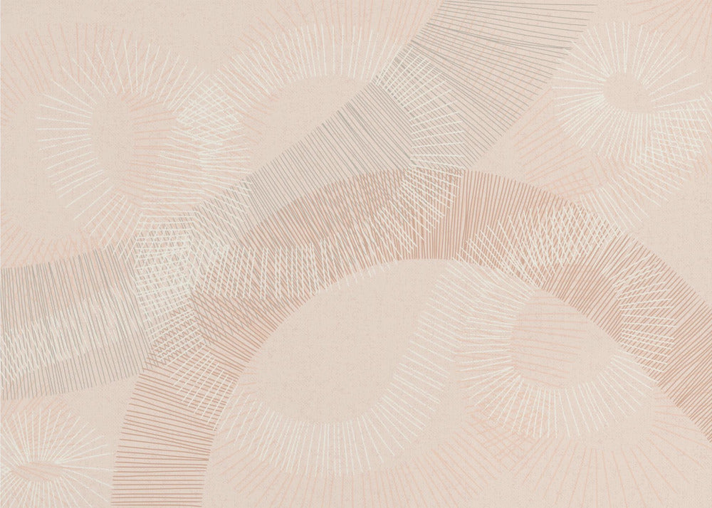 calming essentials Curved Lines chalky peach | Wallpaper