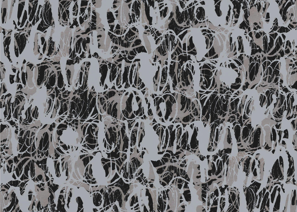 Abstract Ink Swirls Blue Black | Canvas