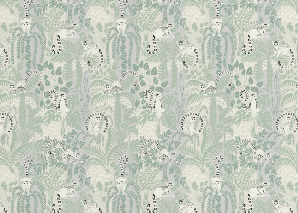 Jungle adventure soft sage green pattern | Canvas