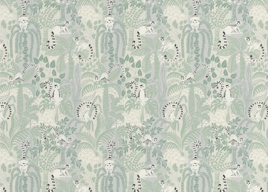 Jungle adventure soft sage green pattern | Canvas