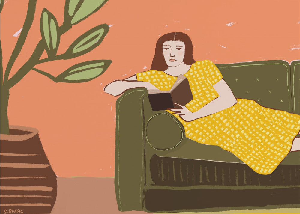 Woman Reading in Yellow Dress | Canvas