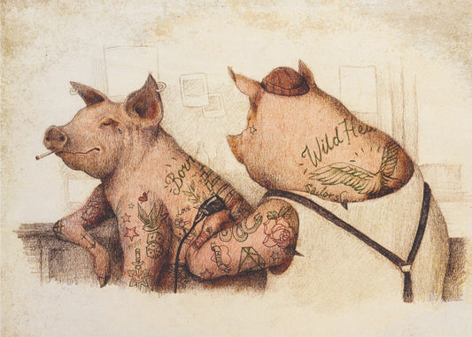 Tattooed Pigs In A Vintage Style | Poster