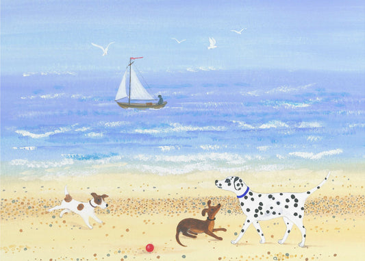 Doggy Plays On the Beach | Canvas