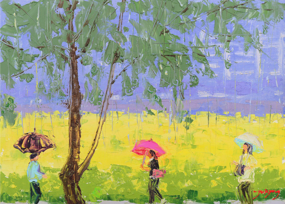 Rape Flower Landscape On A Rainy Day | Canvas