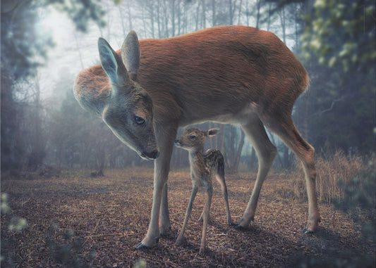 Mother and Fawn | Wallpaper