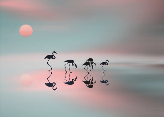 Family flamingos. | Canvas