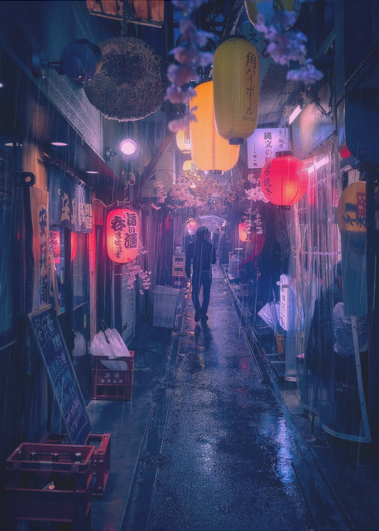 Tokyo Blue Rain | Canvas