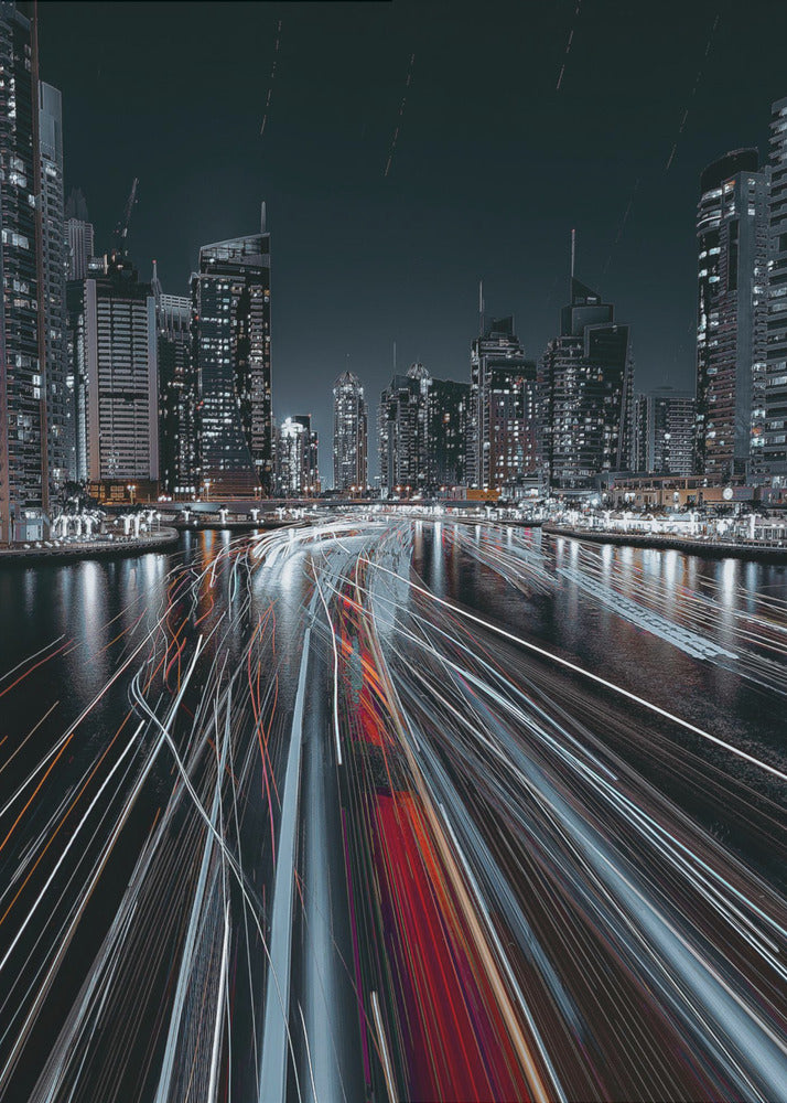 Traffic jam in the Dubai canal | Poster