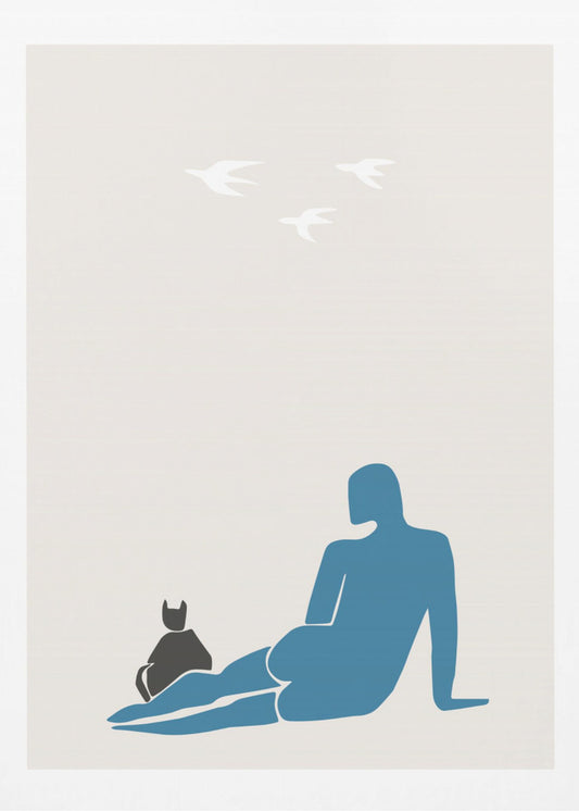Woman and Cat | Canvas