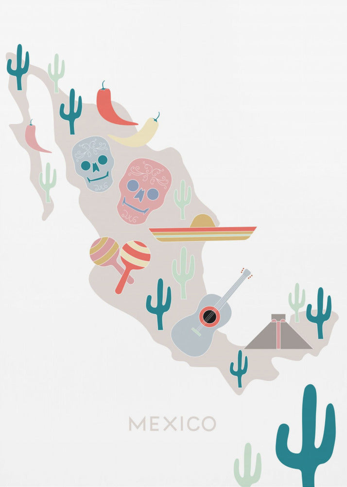 Mexico Map No 1 | Poster