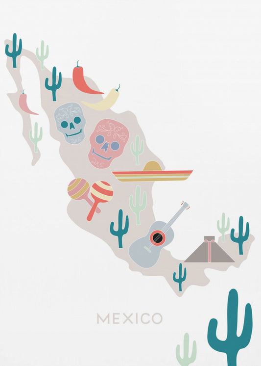 Mexico Map No 1 | Canvas