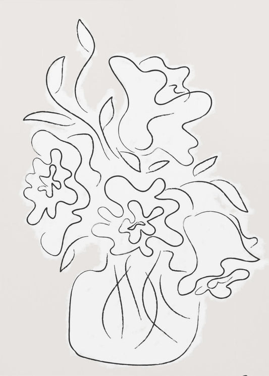 Flower Bouquet Grey | Canvas