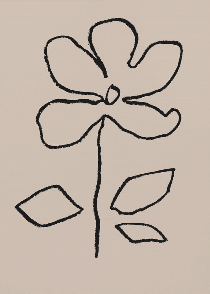 Oil Pastel Flower Black | Poster