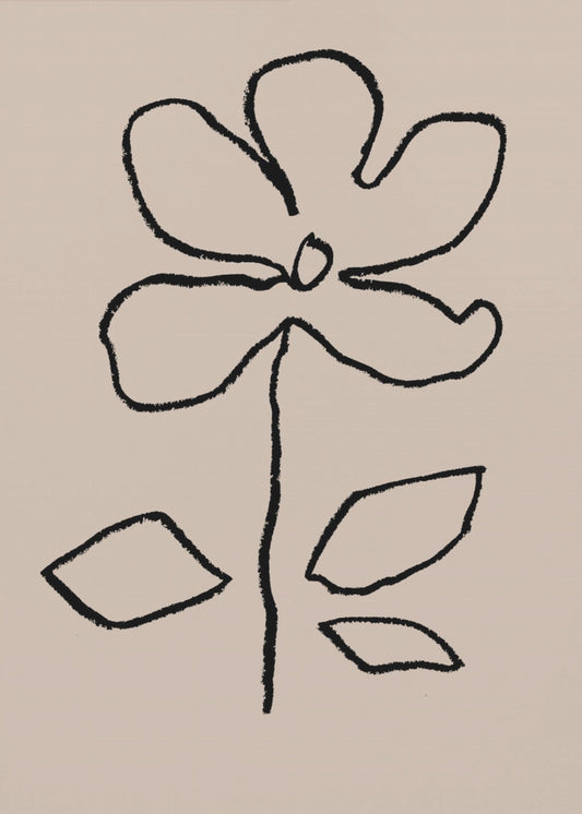 Oil Pastel Flower Black | Poster