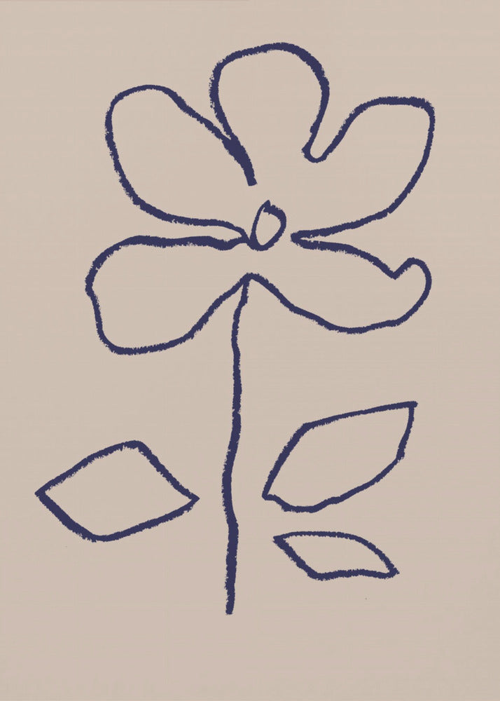 Oil Pastel Flower Blue | Poster