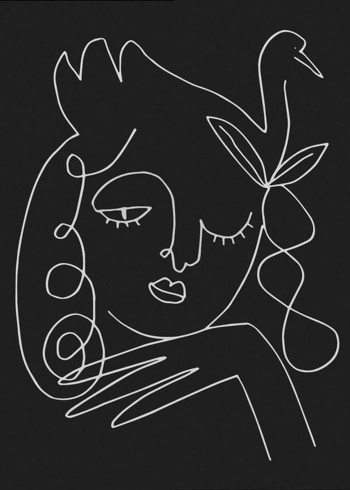 lineart_swan_black_vector_005 | Poster
