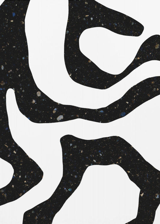 Organic Black Forms with Speckled Patterns | Poster