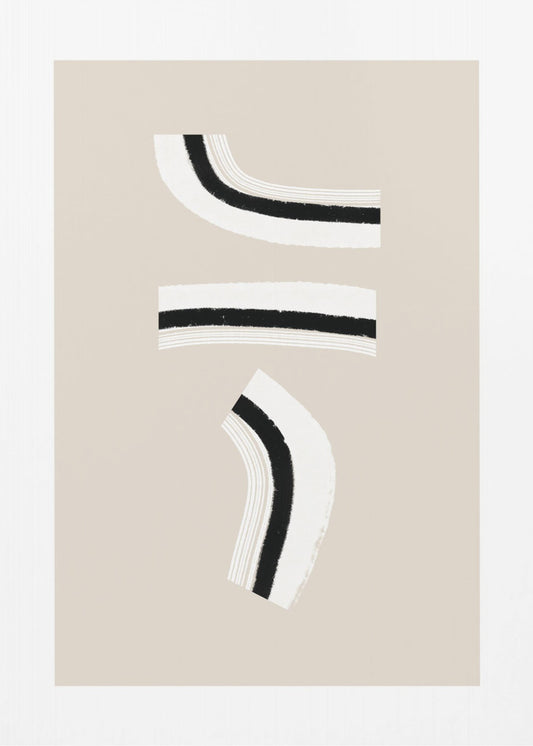 Minimalist Black and White Curved Lines | Canvas