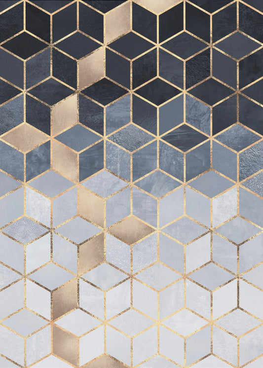 Soft Blue Gradient Cubes | Canvas