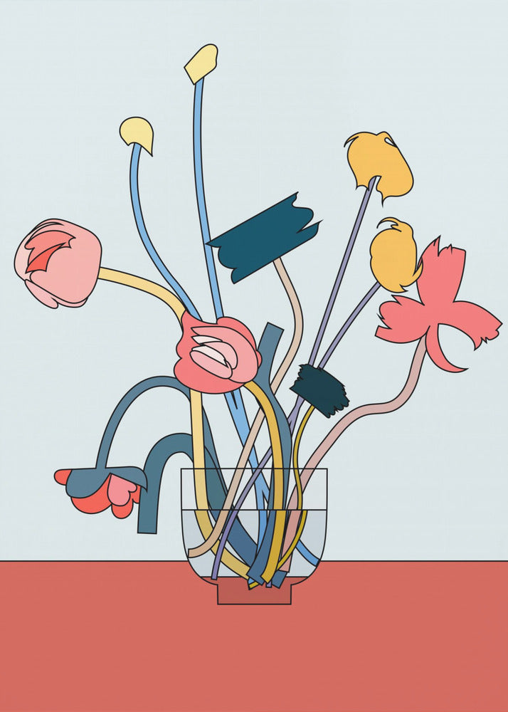 Flowers in a glass vase | Poster