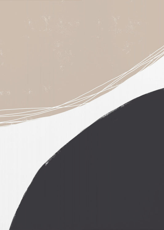 Beige And Black Organic Shapes | Canvas