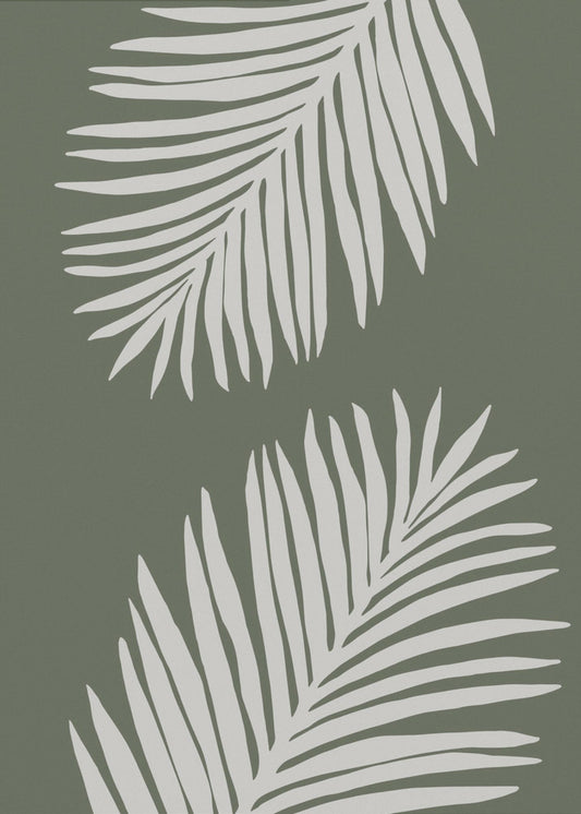 PALM LEAF 06 GREEN WHITE | Poster