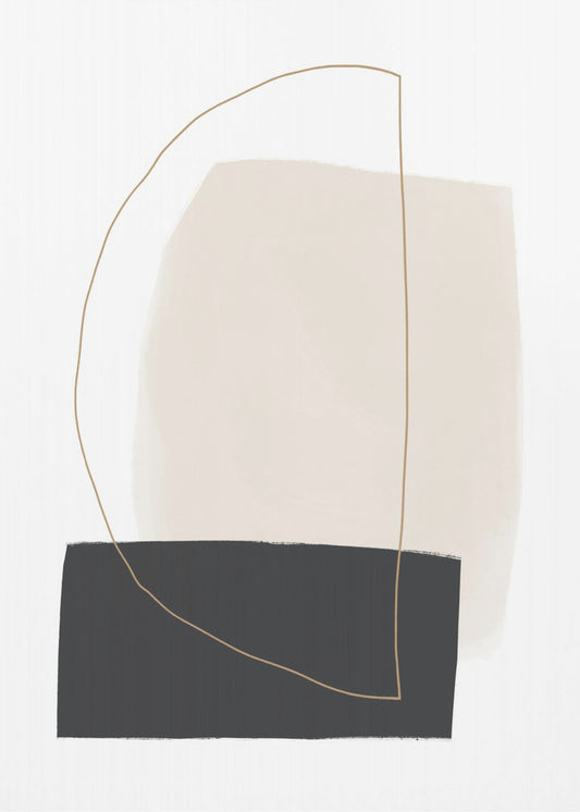 Geometric Shapes in Black, White and Beige Tones | Canvas