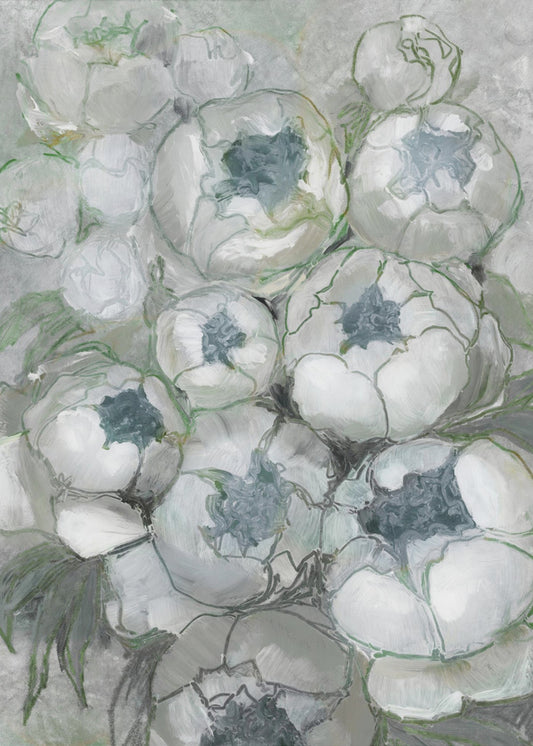 Nuria bouquet of peonies in teal and green | Canvas