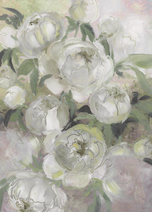 Sady painterly florals in green | Canvas