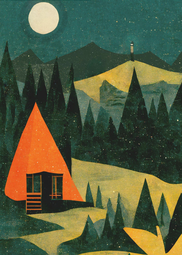 Moonlit Cabin Dream | Poster