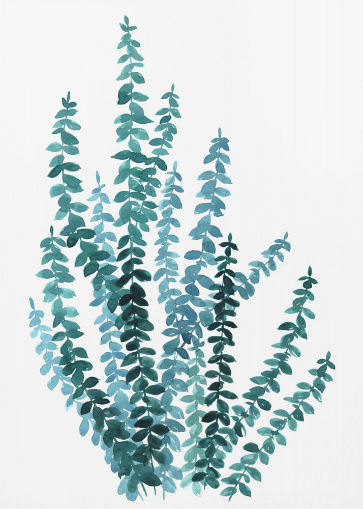 Watercolor eucalyptus branch in teal | Canvas