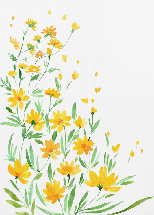 Yellow watercolor wildflowers | Poster