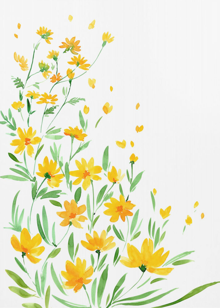 Yellow watercolor wildflowers | Canvas