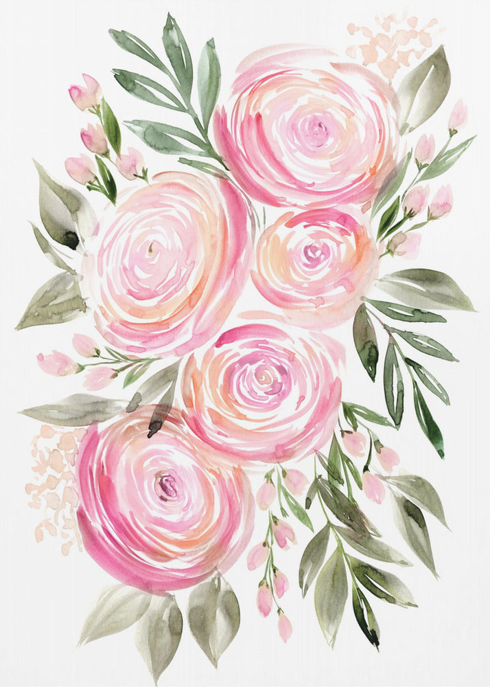 Begonia pink ranunculus bouquet | Canvas