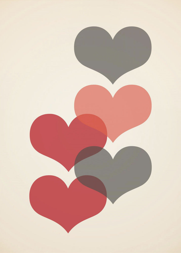 Mid century hearts in red | Poster