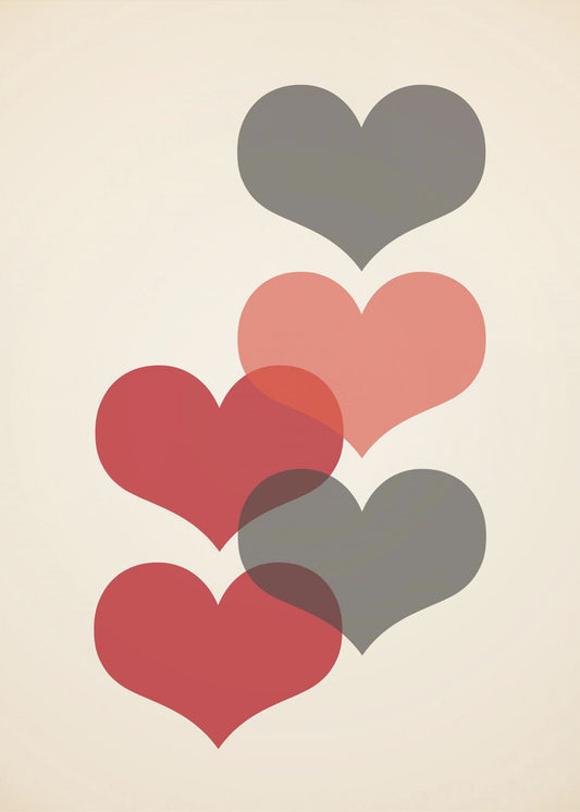 Mid century hearts in red | Canvas