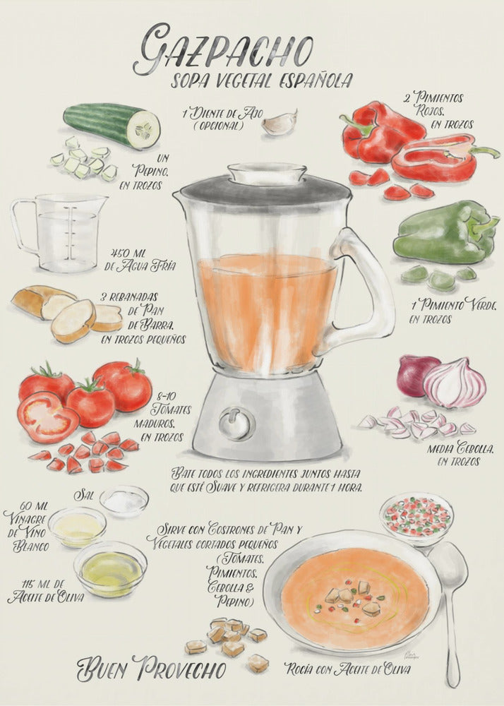 Gazpacho illustrated recipe in Spanish | Canvas