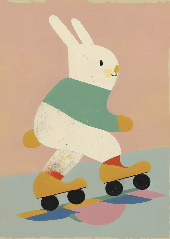 Bunny on Skates | Canvas