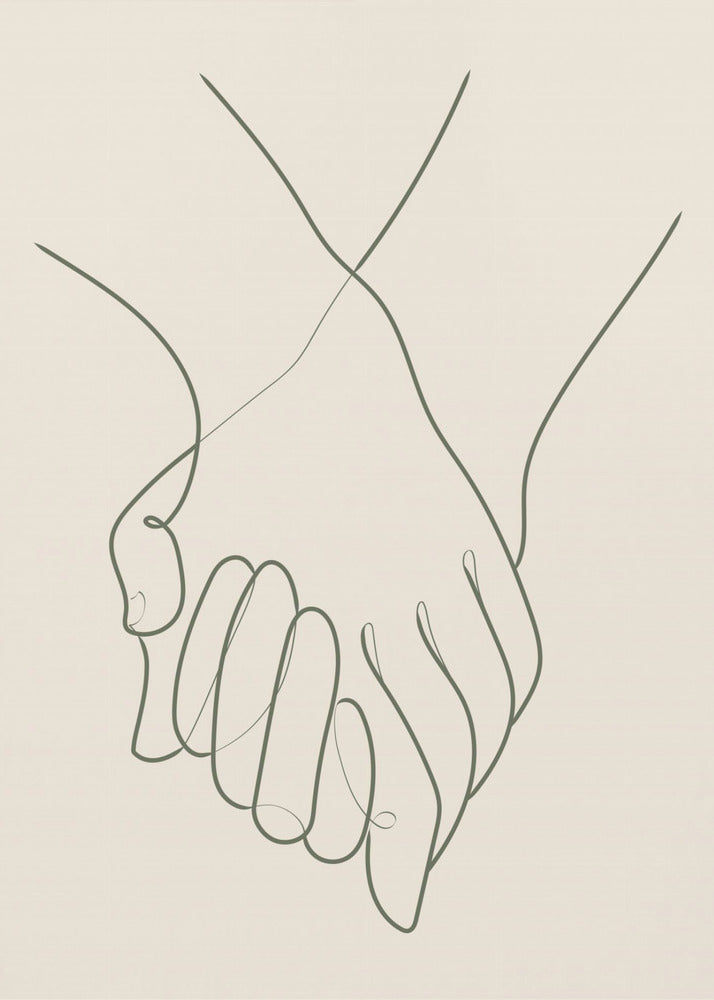 Holding Hands Green | Canvas