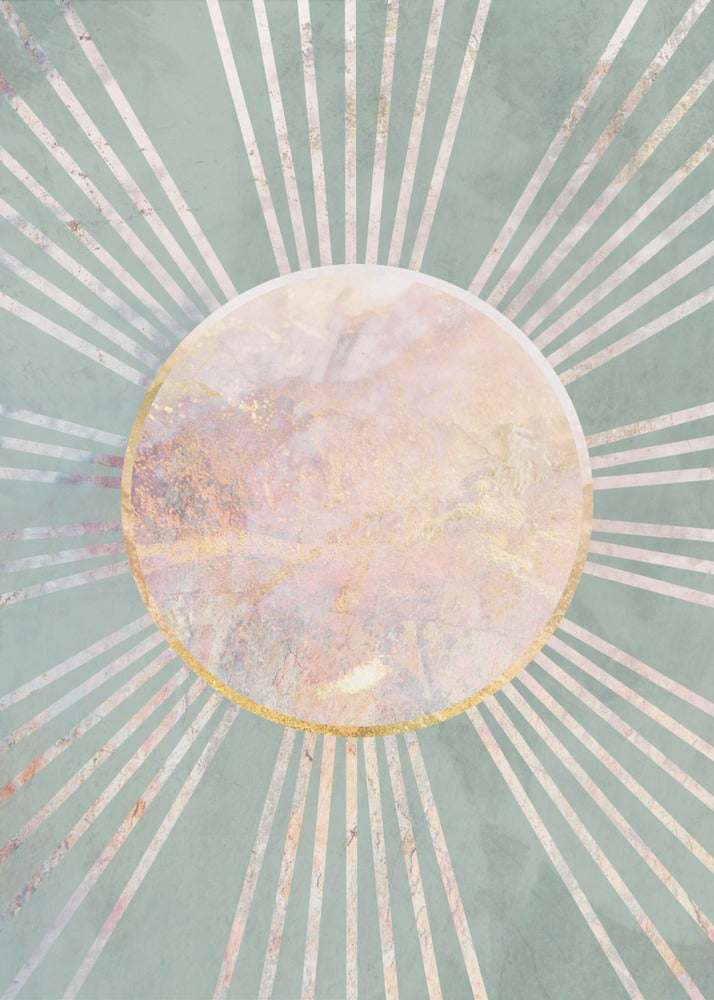 Sage Green Boho Sun Rays | Poster