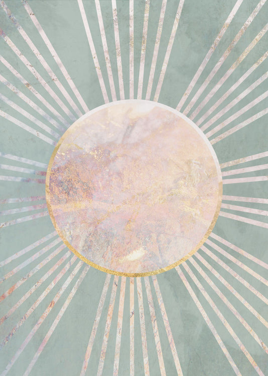 Sage Green Boho Sun Rays | Poster