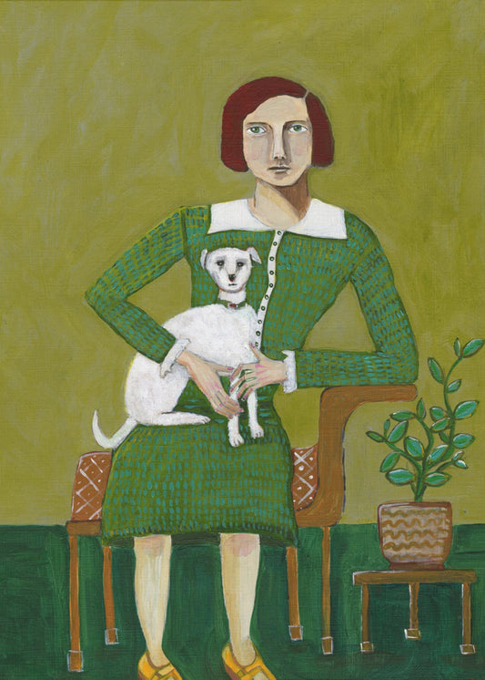 Vintage Lady with her white dog | Poster